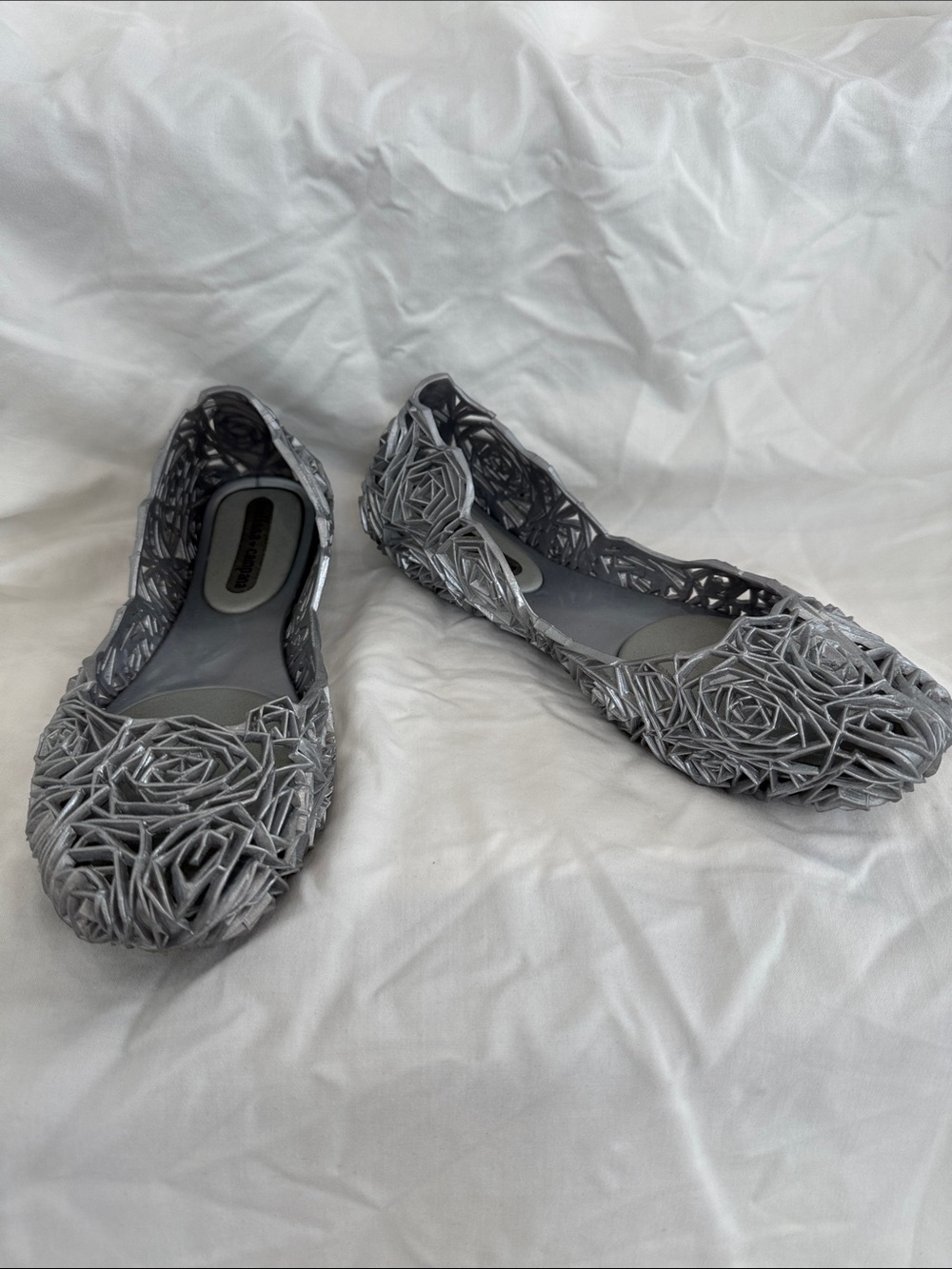 Women’s Grey Floral Cutout Jelly Flats